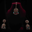 Rasika Multicolor Pearl Gold Enamel Jhumkas with Maang Tikka