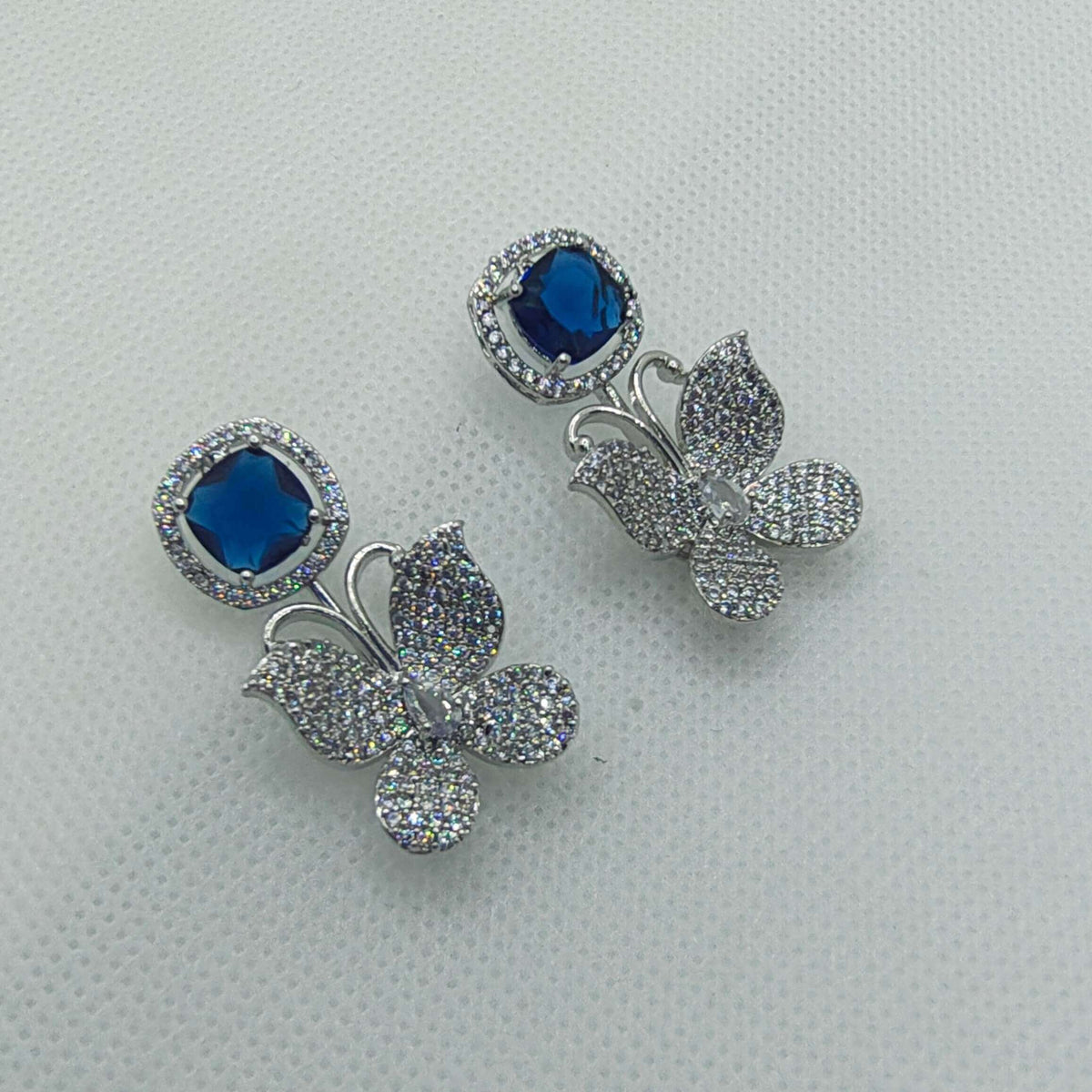 RIVA SILVER PLATED AD EARRINGS - BLUE