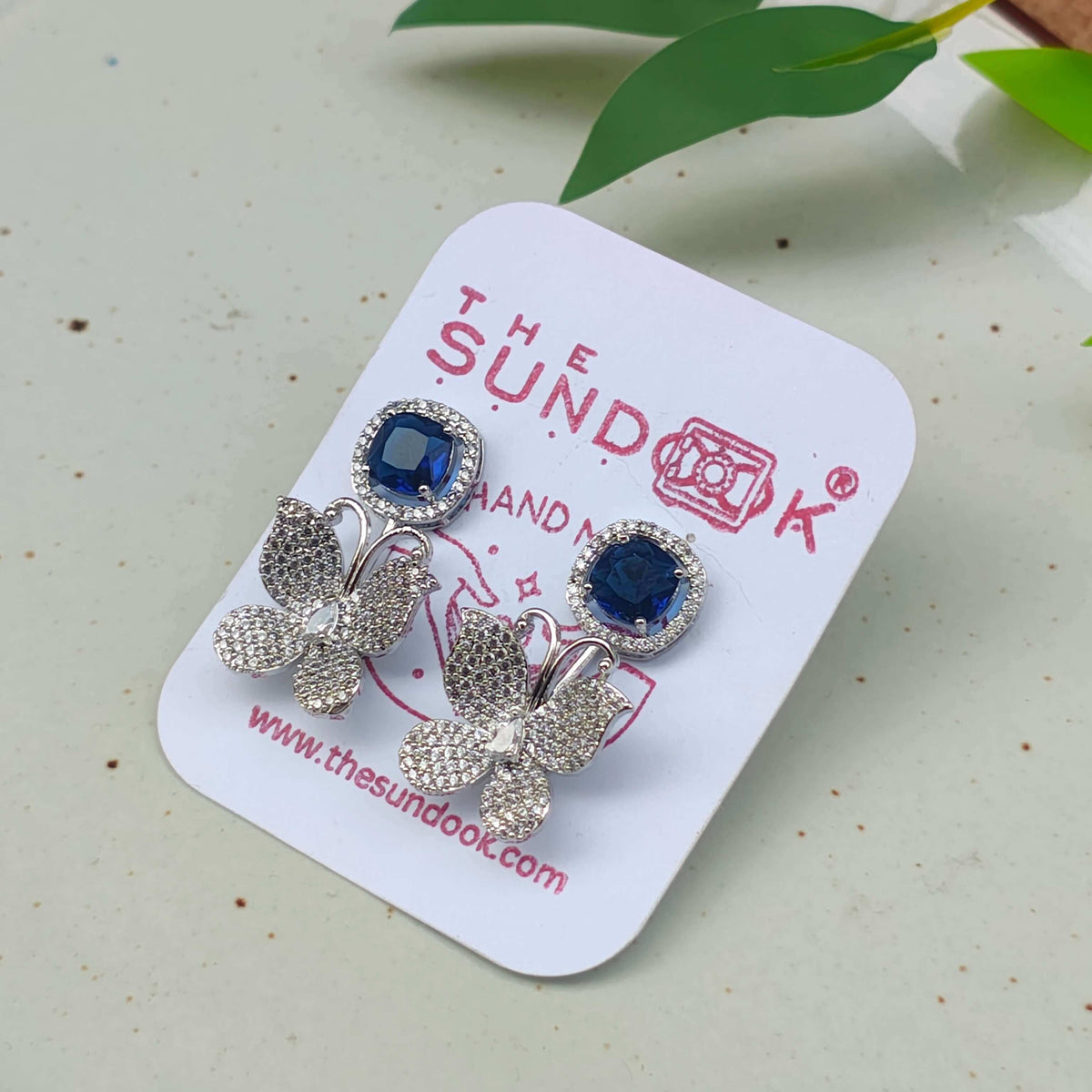 RIVA SILVER PLATED AD EARRINGS - BLUE