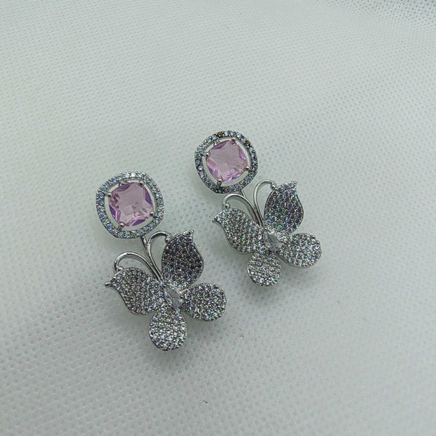 RIVA SILVER PLATED AD EARRINGS - PINK