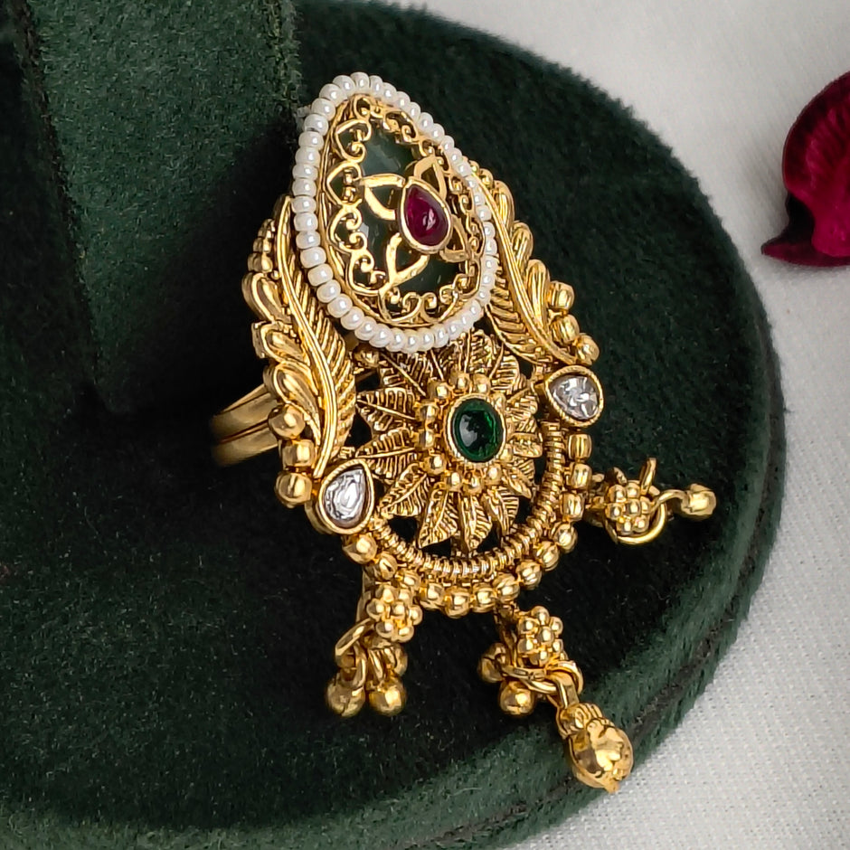 Raina Rajwadi Gold Plated Heritage Ring