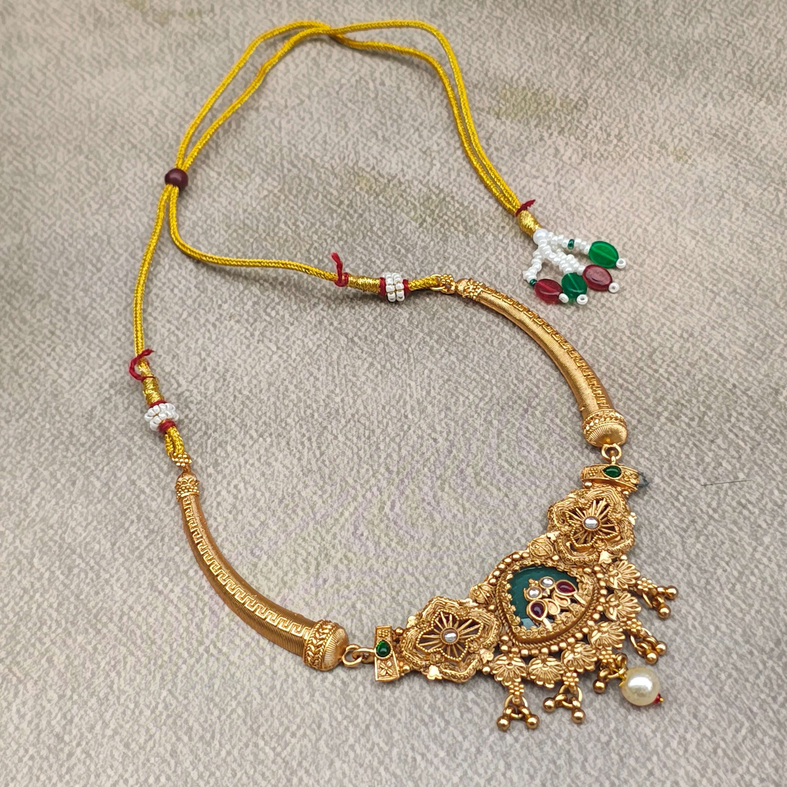 Ridhima Handcrafted Antique Gold Necklace Set