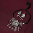 Saanvi Mirror Silver Oxidized Choker Necklace Set