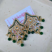 SITARA PEARL & KUNDAN GOLD PLATED CHANDBALI EARRINGS - GREEN