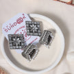 Stuti Mirror & Pearl Silver Oxidized Jhumki Earrings