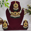 Shravani Traditional Choker With Tikka & Jhumka Earrings - Green