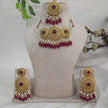 Shravani Traditional Choker With Tikka & Jhumka Earrings - Ruby Red