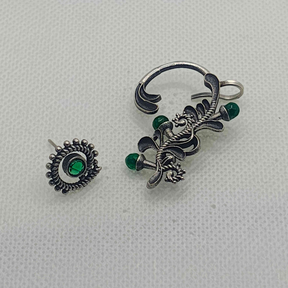 Tanvi Silver Oxidized Earring Earcuffs