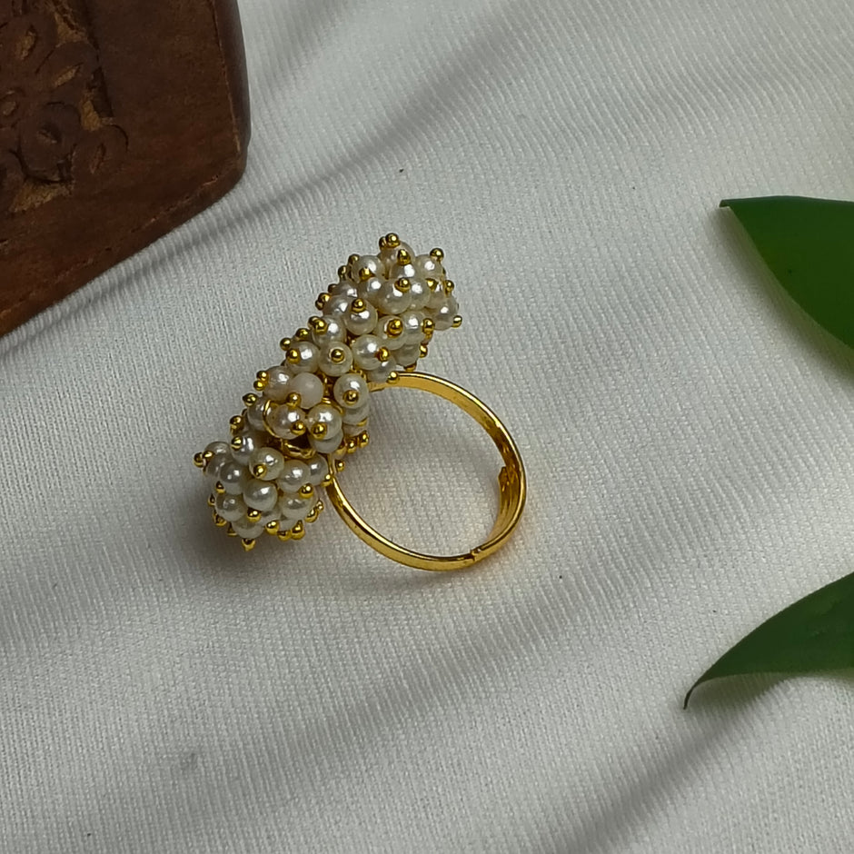 Tanuja Rajwadi Pearl & Kundan Statement Ring