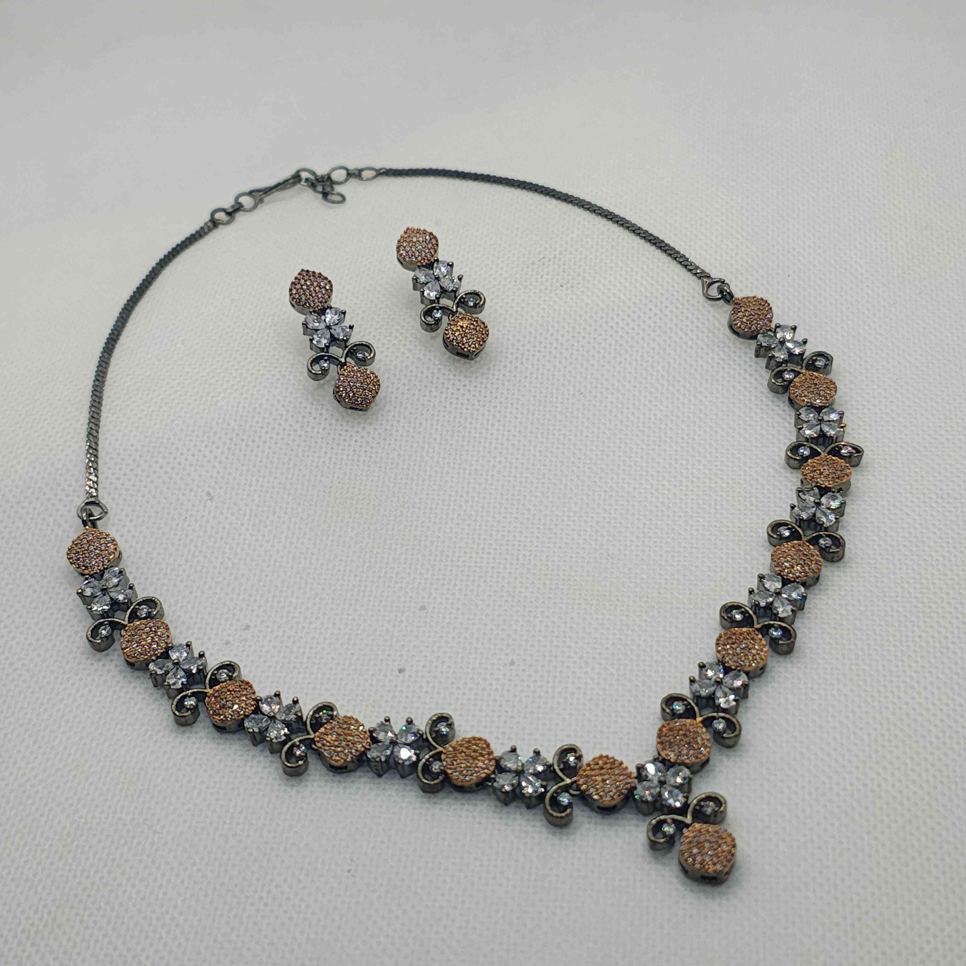 Vedika Antique Tone AD Necklace Set