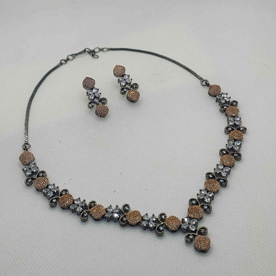 Vedika Antique Tone AD Necklace Set