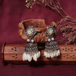 Vrinda Pearl & Kaudi Silver Oxidized Jhumka Earrings