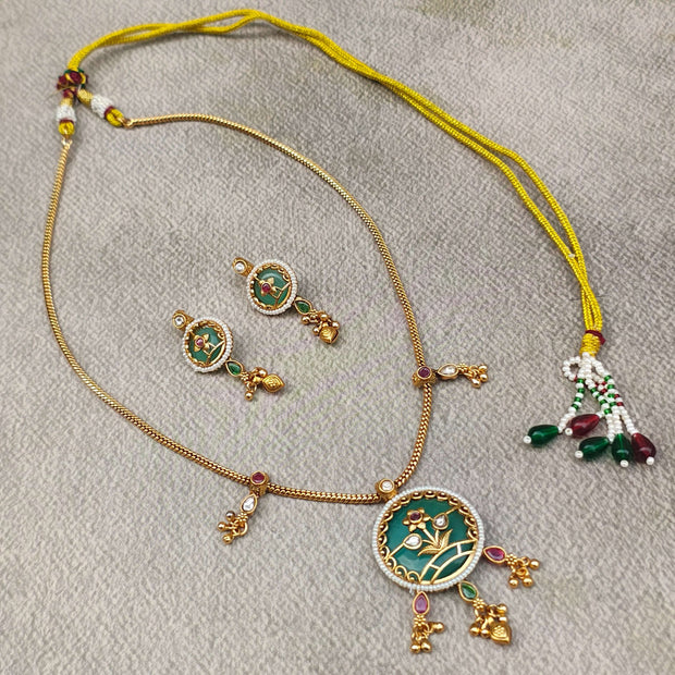 Yamini Ethnic Gold Plated Chain Long Necklace Set