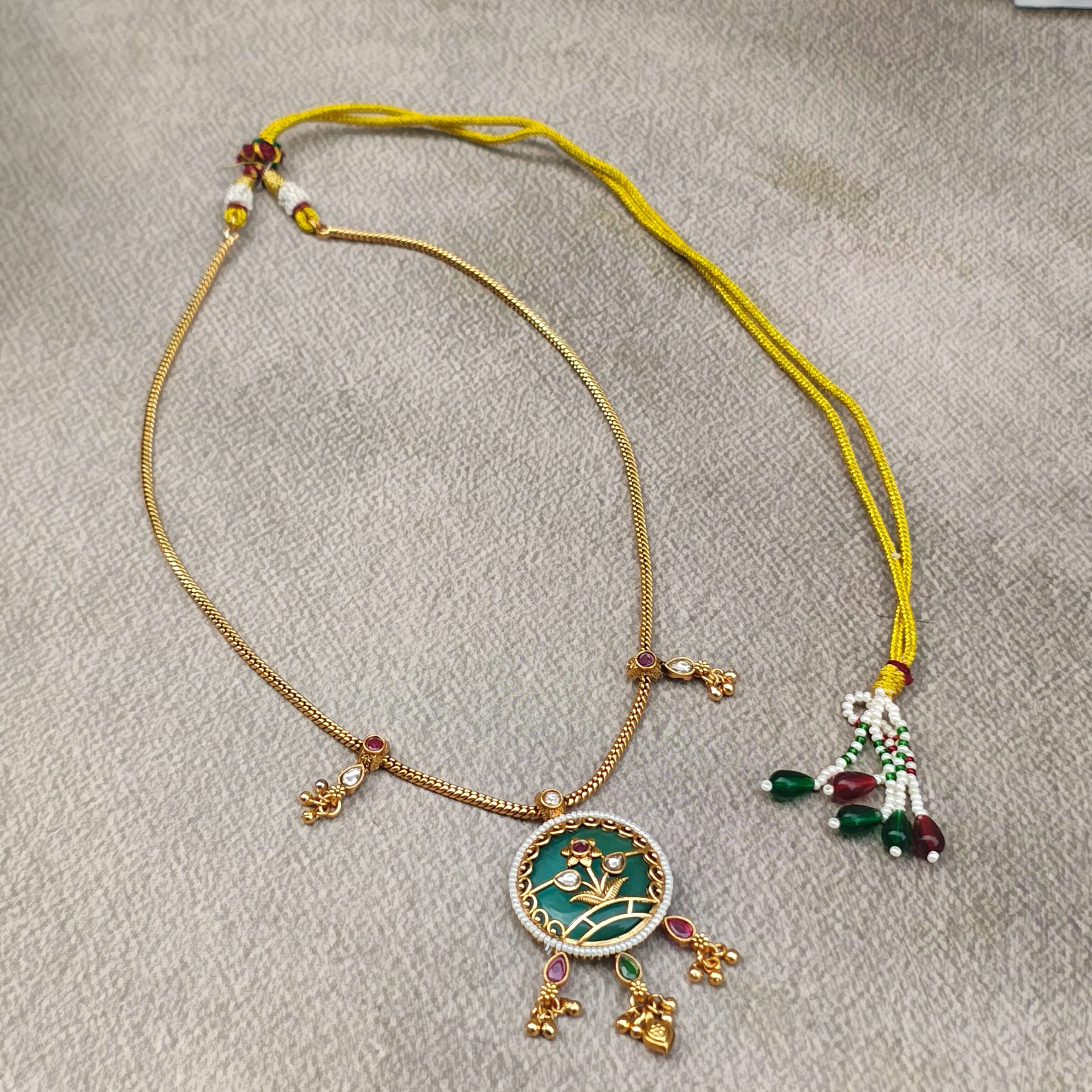Yamini Ethnic Gold Plated Chain Long Necklace Set