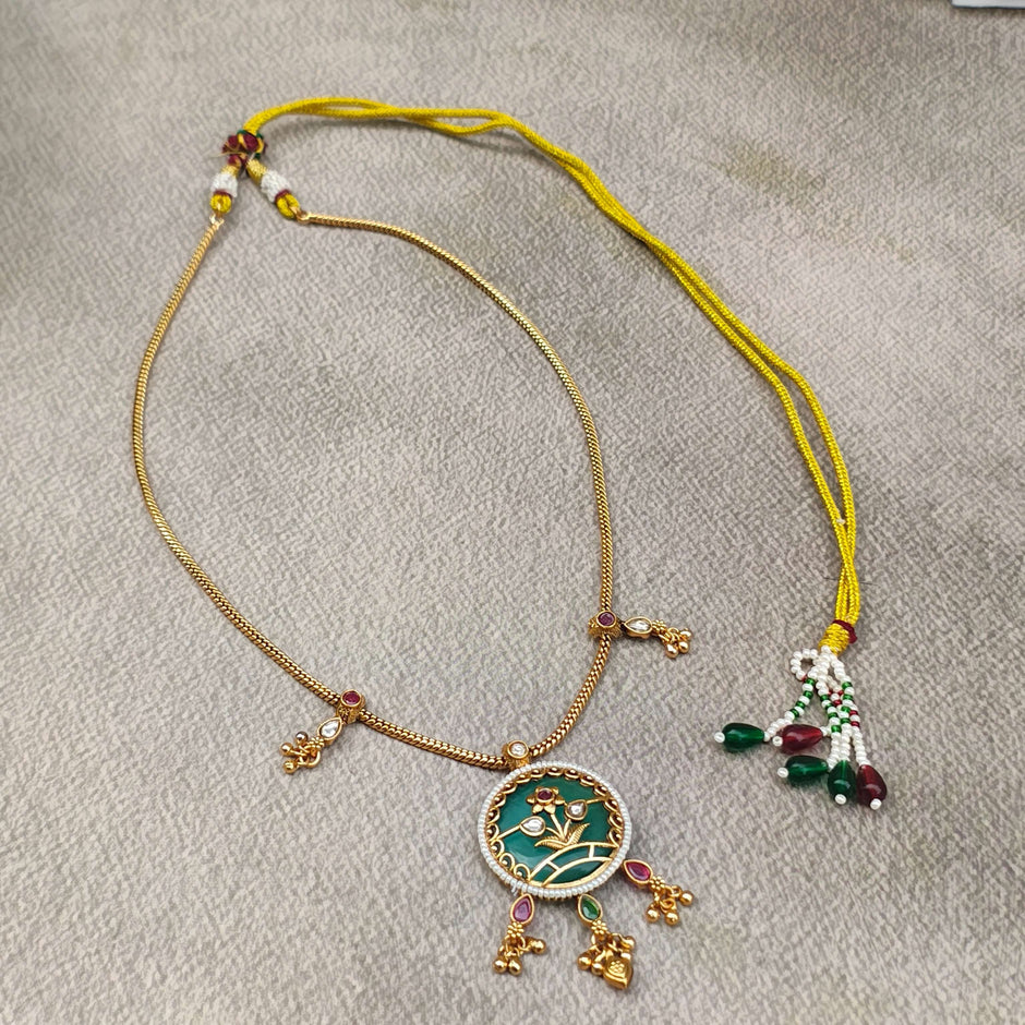 Yamini Ethnic Gold Plated Chain Long Necklace Set
