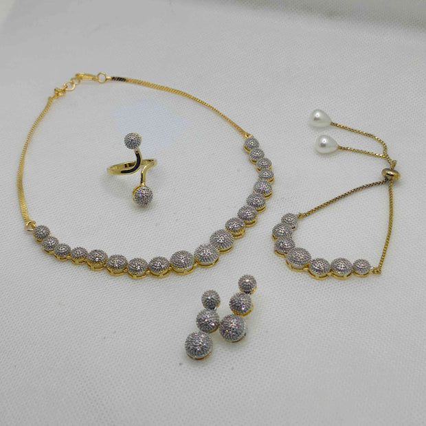 ZIVA AD NECKLACE SET WITH RING AND BRACELET - GOLD PLATED