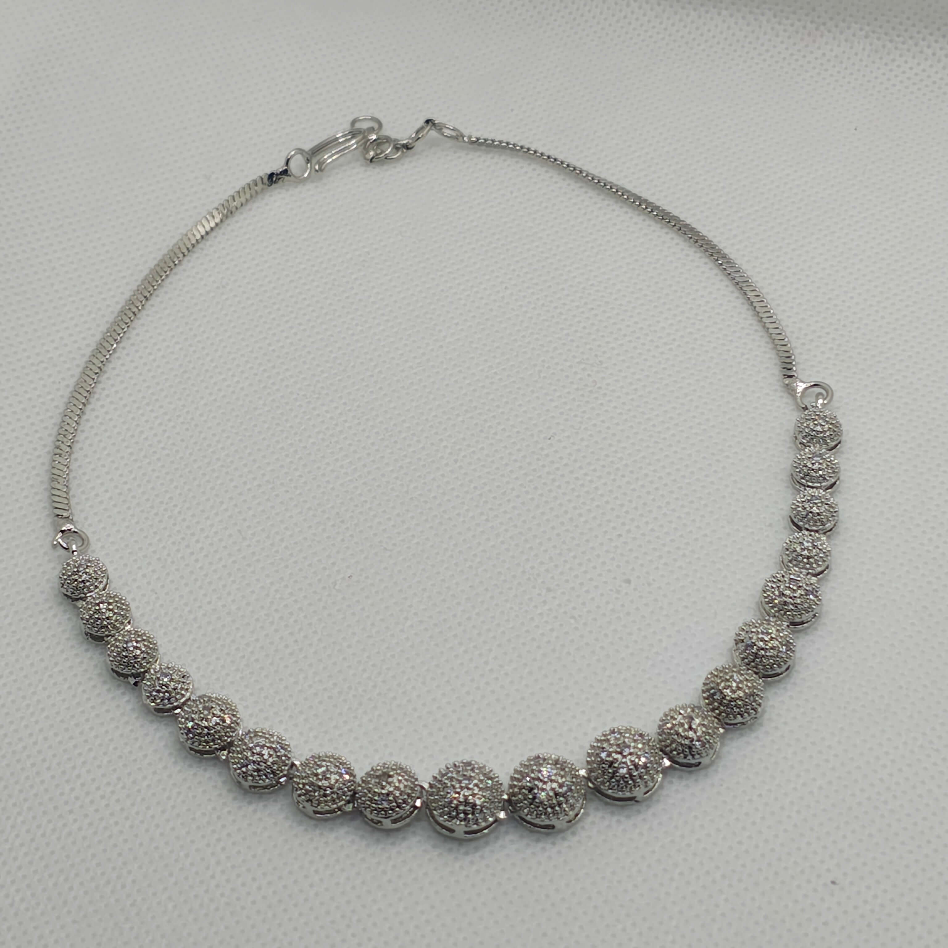 Ziva AD Necklace, Earring with Ring and Bracelet - Silver Plated