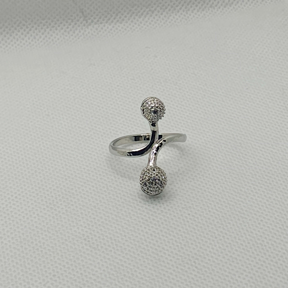 Ziva AD Necklace, Earring with Ring and Bracelet - Silver Plated
