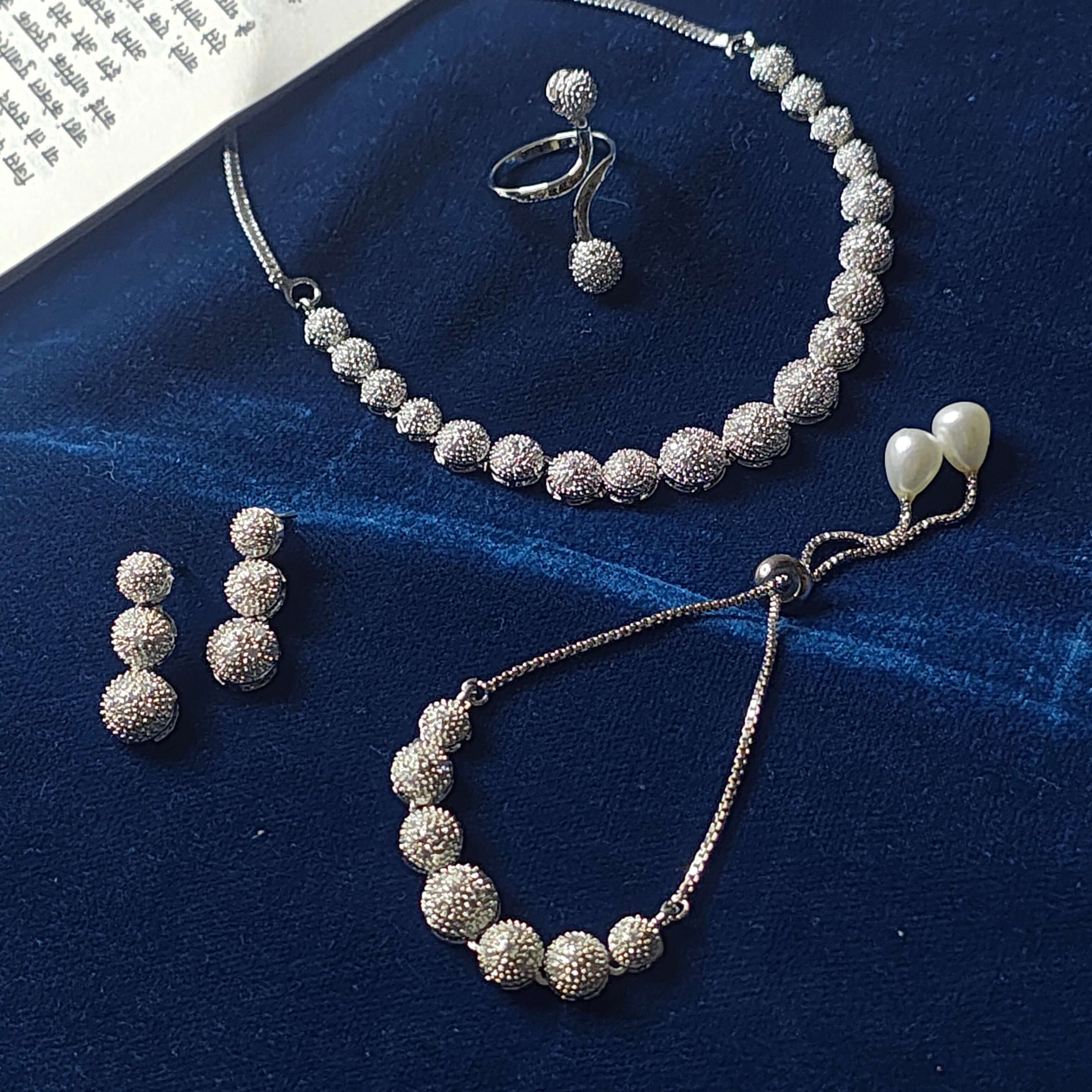 Ziva AD Necklace, Earring with Ring and Bracelet