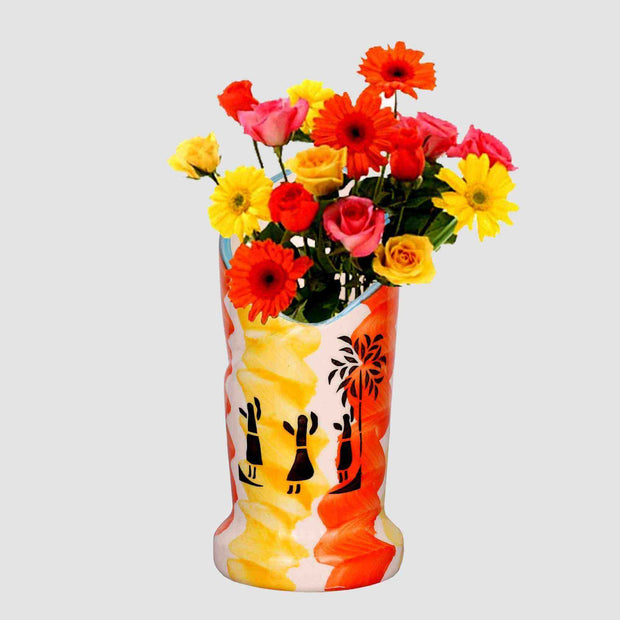 Adorable Tribal Dance Flower Pot / Napkin Pot