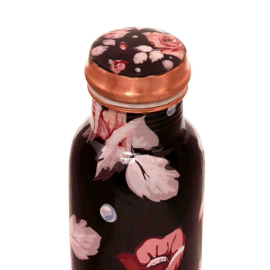 Black Floral Premium Copper Bottle