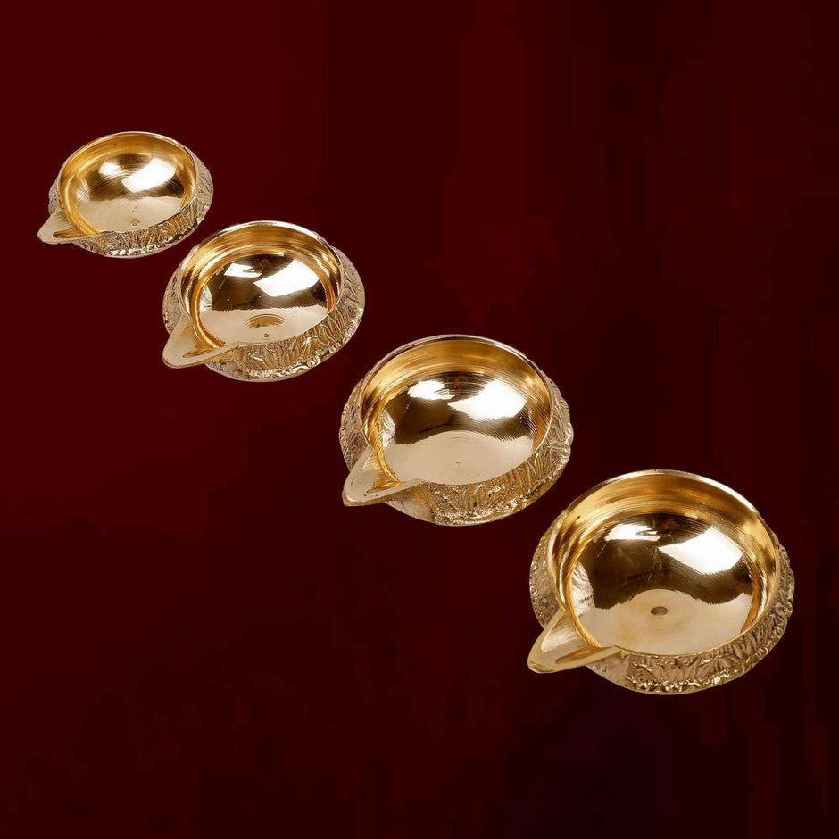 Brass Engraved Kuber Diya - Size 1