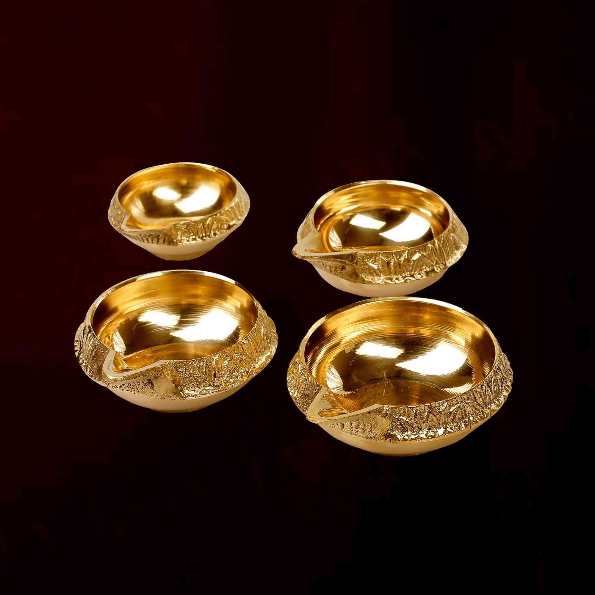 Brass Engraved Kuber Diya - Size 1