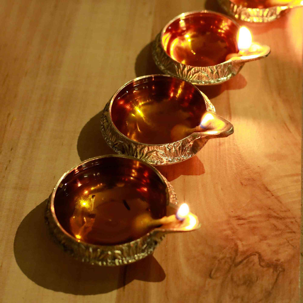 Brass Engraved Kuber Diya - Size 3 - The Sundook