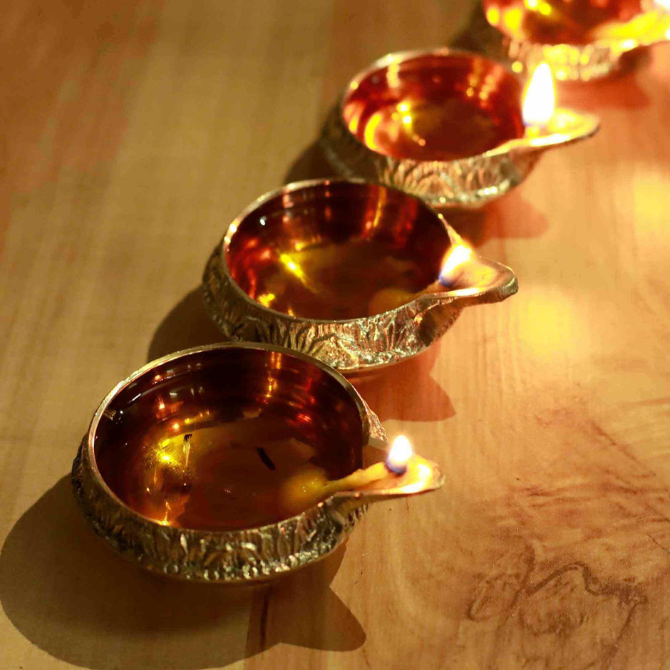 Brass Engraved Kuber Diya - Size 4