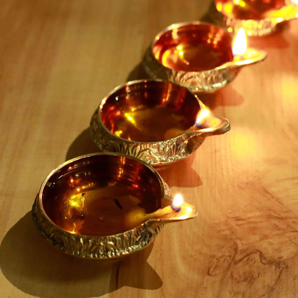Brass Engraved Kuber Diya - Size 4 - The Sundook