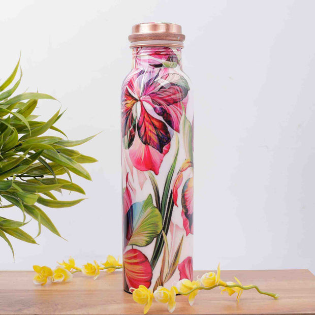 Colourful Large Petals Premium Copper Bottle