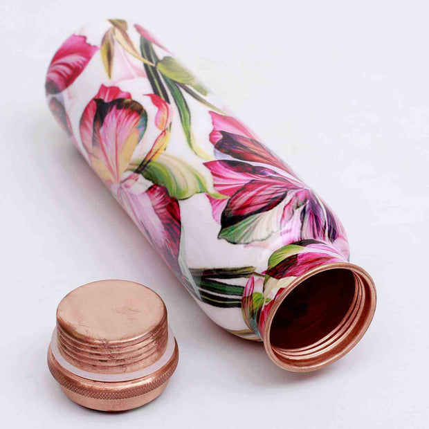 Colourful Large Petals Premium Copper Bottle