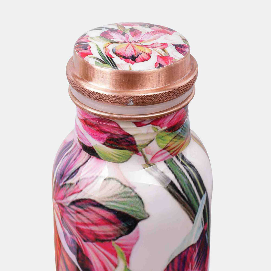 Colourful Large Petals Premium Copper Bottle