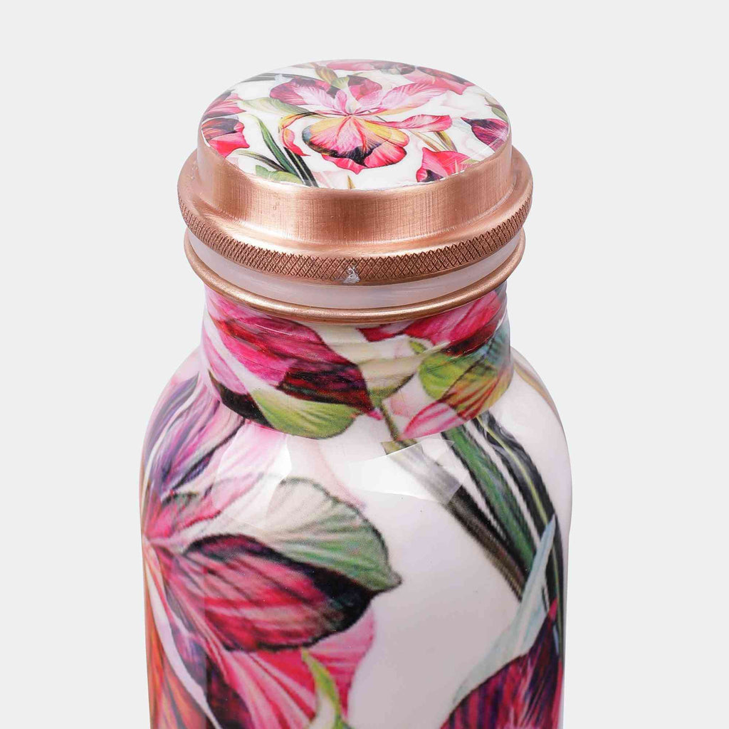 Colourful Large Petals Premium Copper Bottle - The Sundook