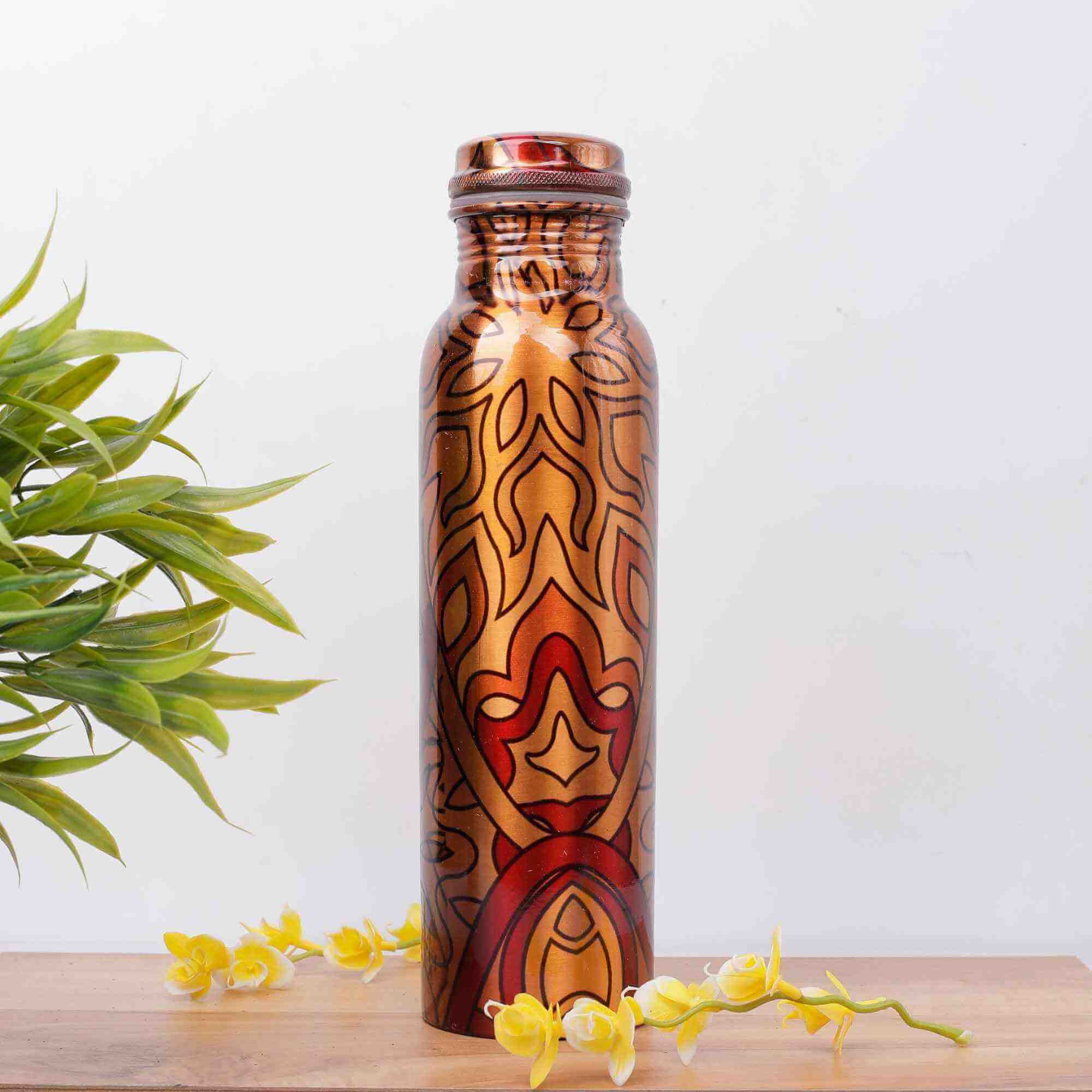 Floral Delimination Print Copper Bottle
