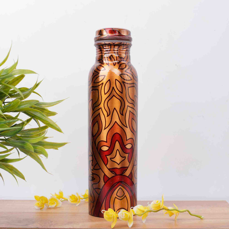 Floral Delimination Print Copper Bottle