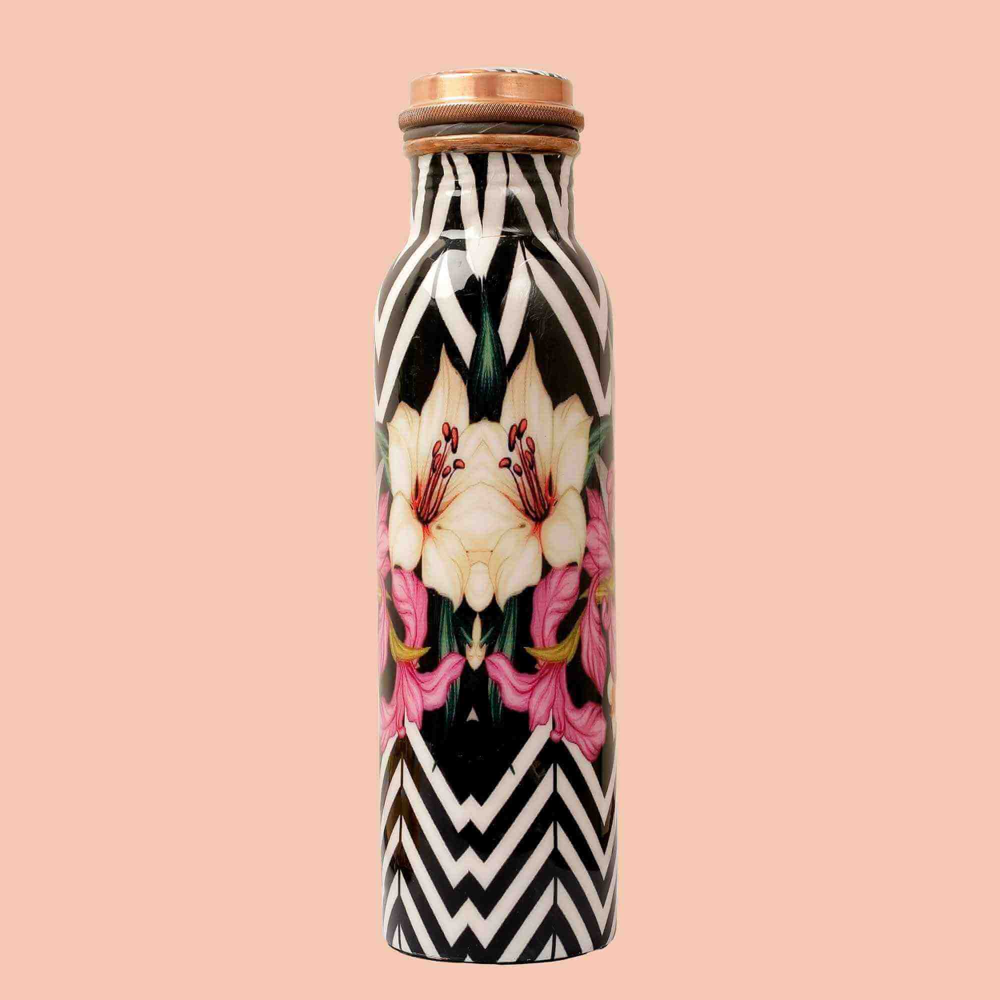 FlowerAura Enameled Copper Bottle & Tumblers' Set