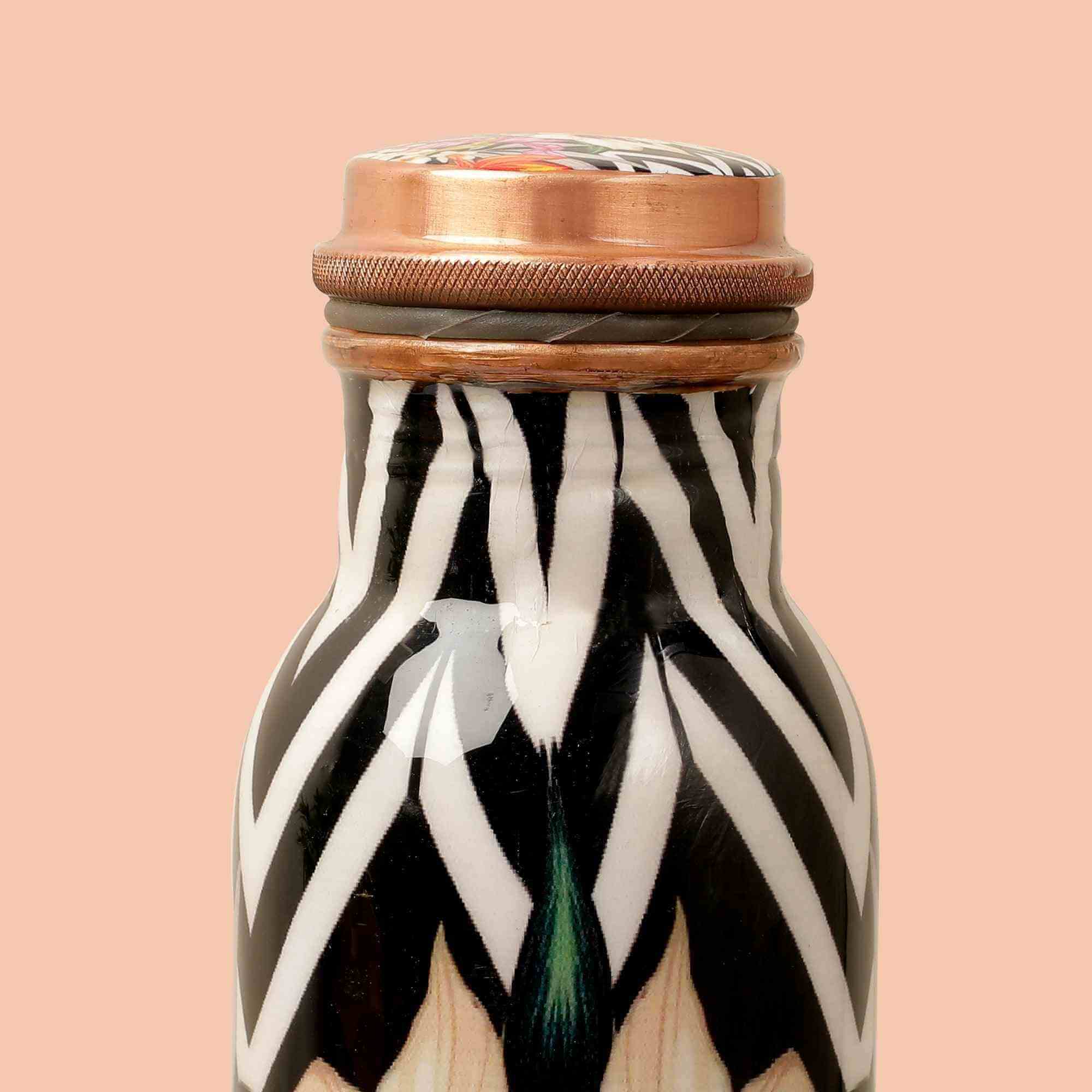 FlowerAura Enameled Copper Bottle & Tumblers' Set