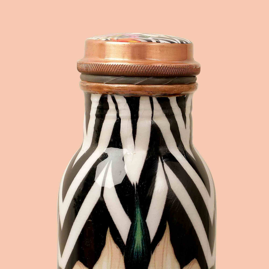 FlowerAura Enameled Copper Bottle & Tumblers' Set