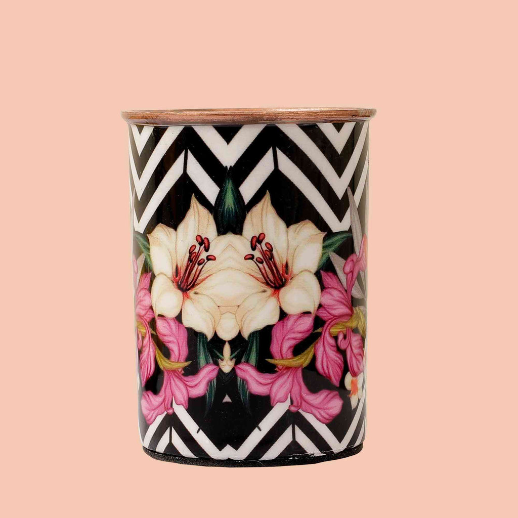 FlowerAura Enameled Copper Bottle & Tumblers' Set - The Sundook