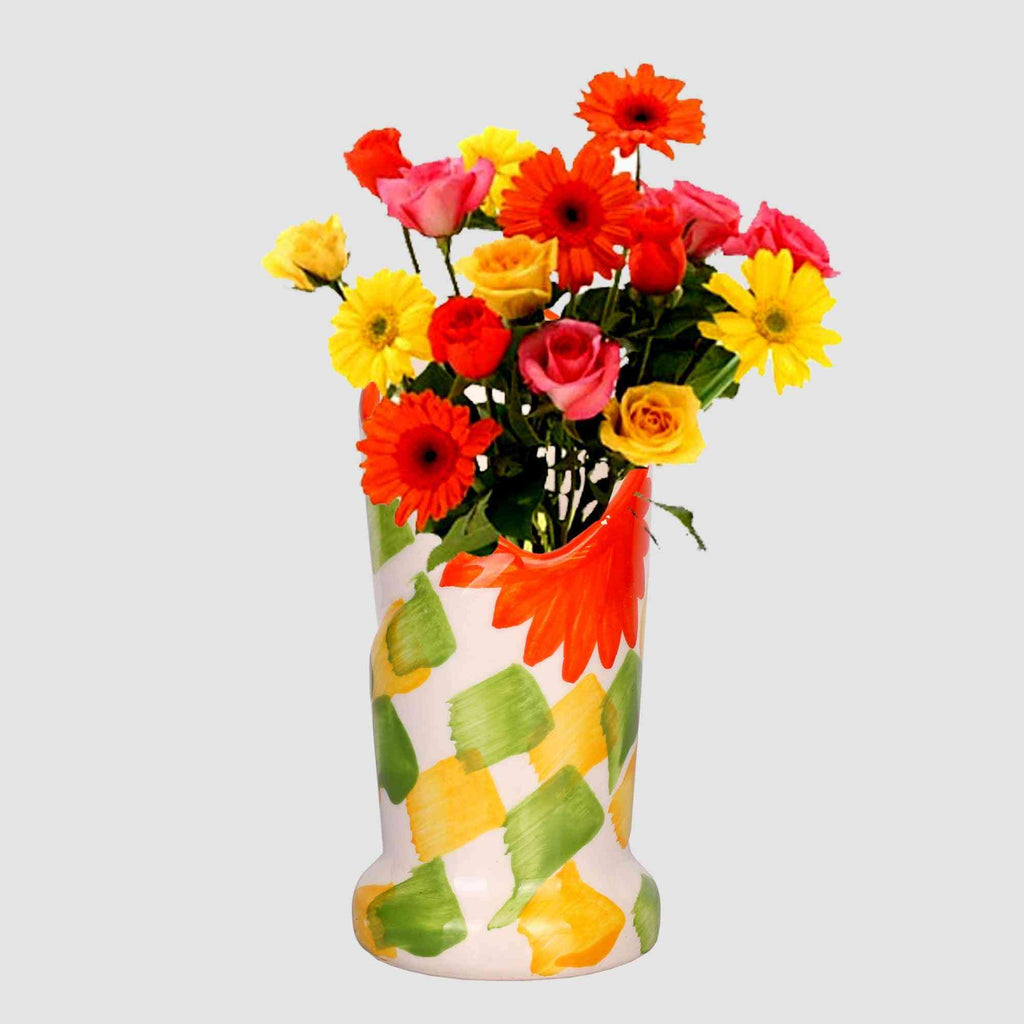 Funky Multicolour Flower Pot / Napkin Pot - The Sundook