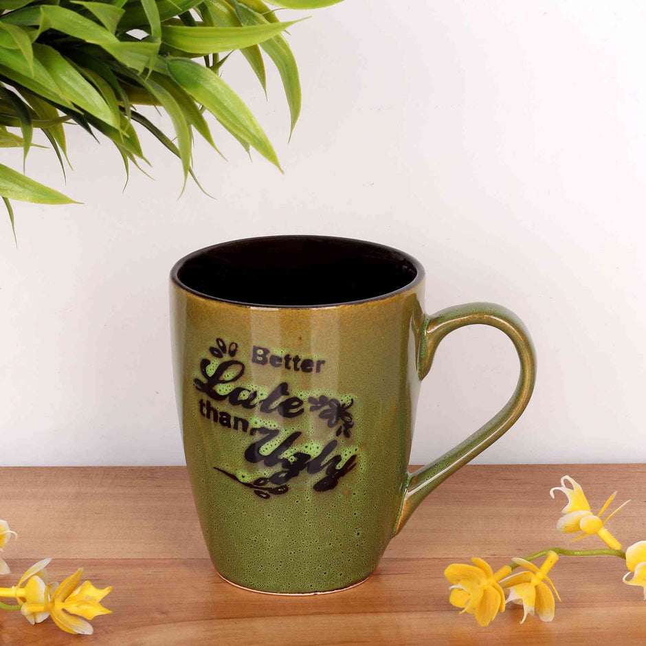 Glazed Coffee/Milk Mug - Better Late than Ugly (Green)
