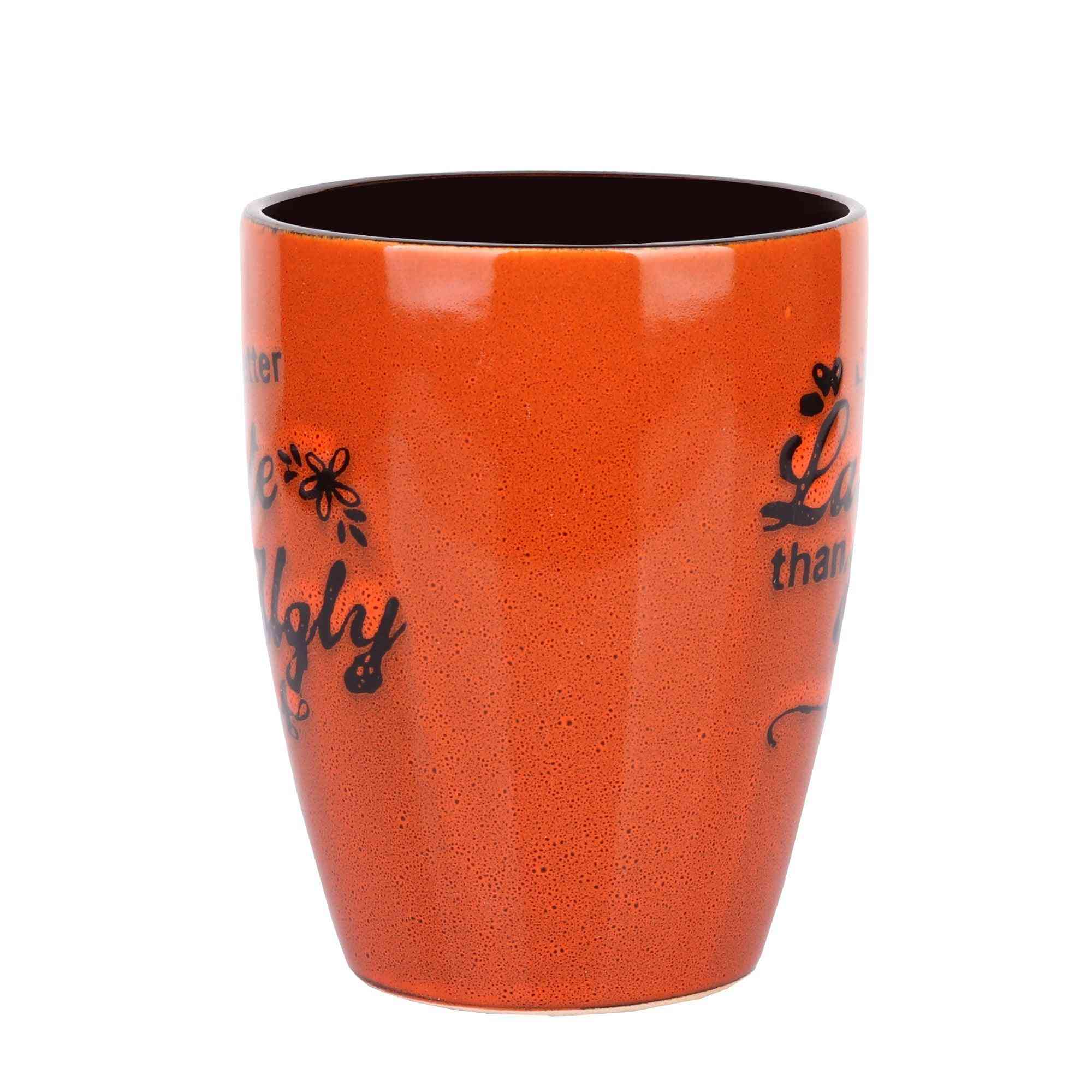 Glazed Coffee/Milk Mug - Better Late than Ugly (Orange)
