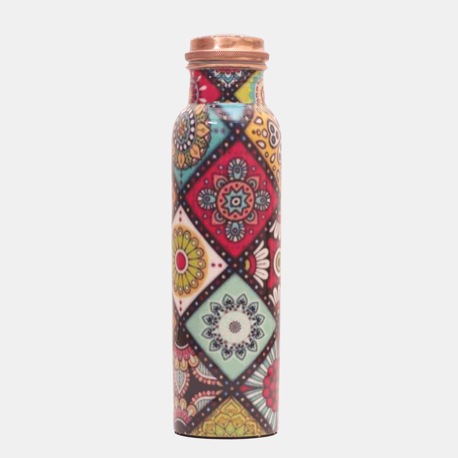 Mandala Rhombus Premium Copper Bottle