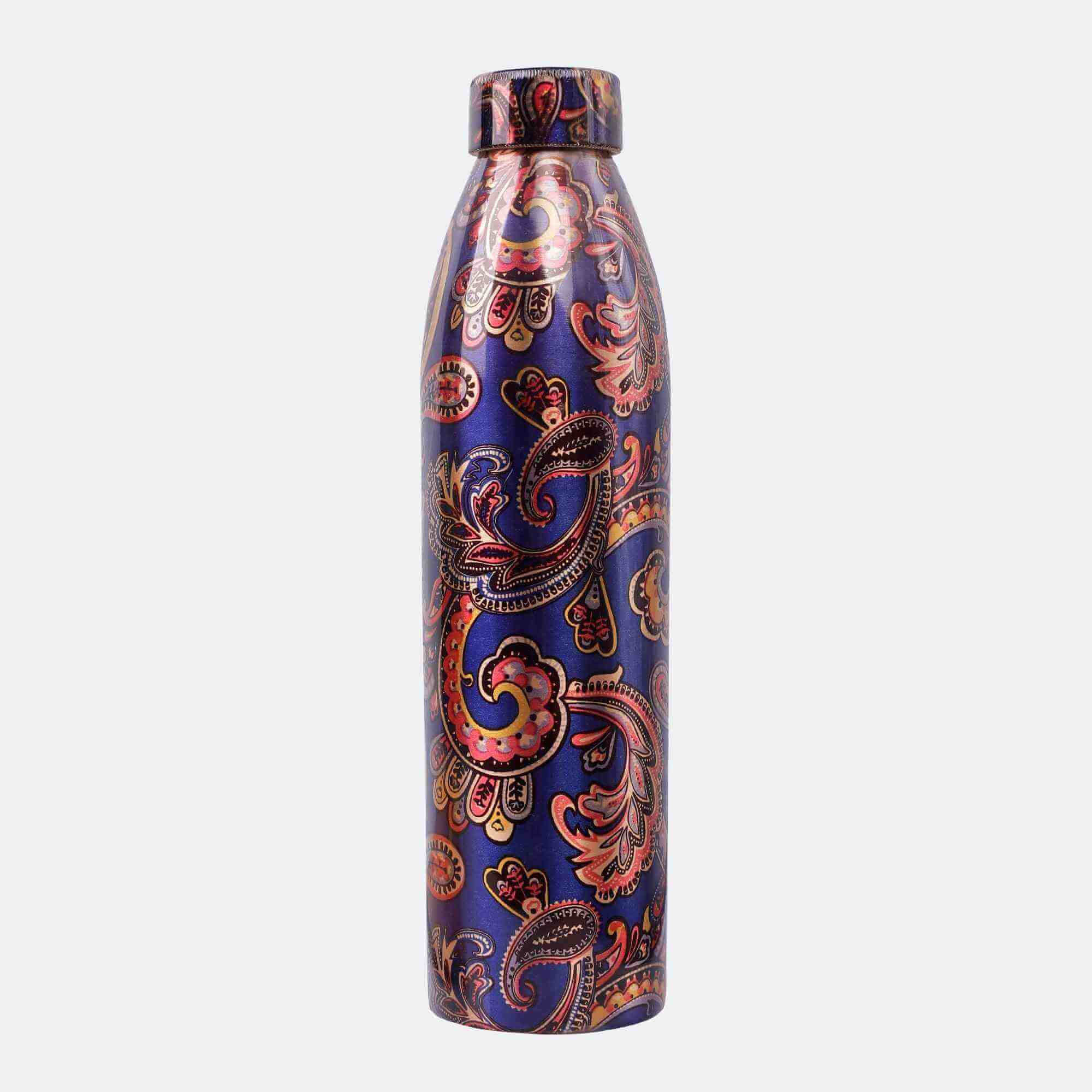 New Narrow Neck Printed Copper Bottle (Dark Blue)