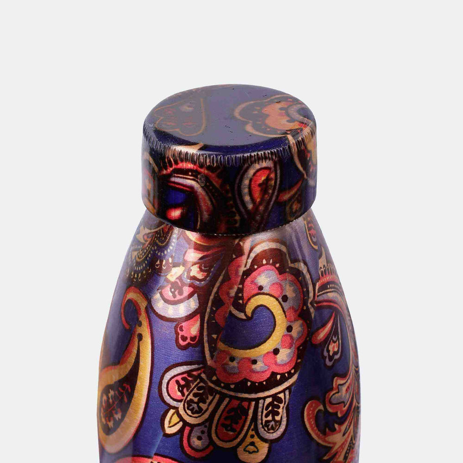 New Narrow Neck Printed Copper Bottle (Dark Blue)