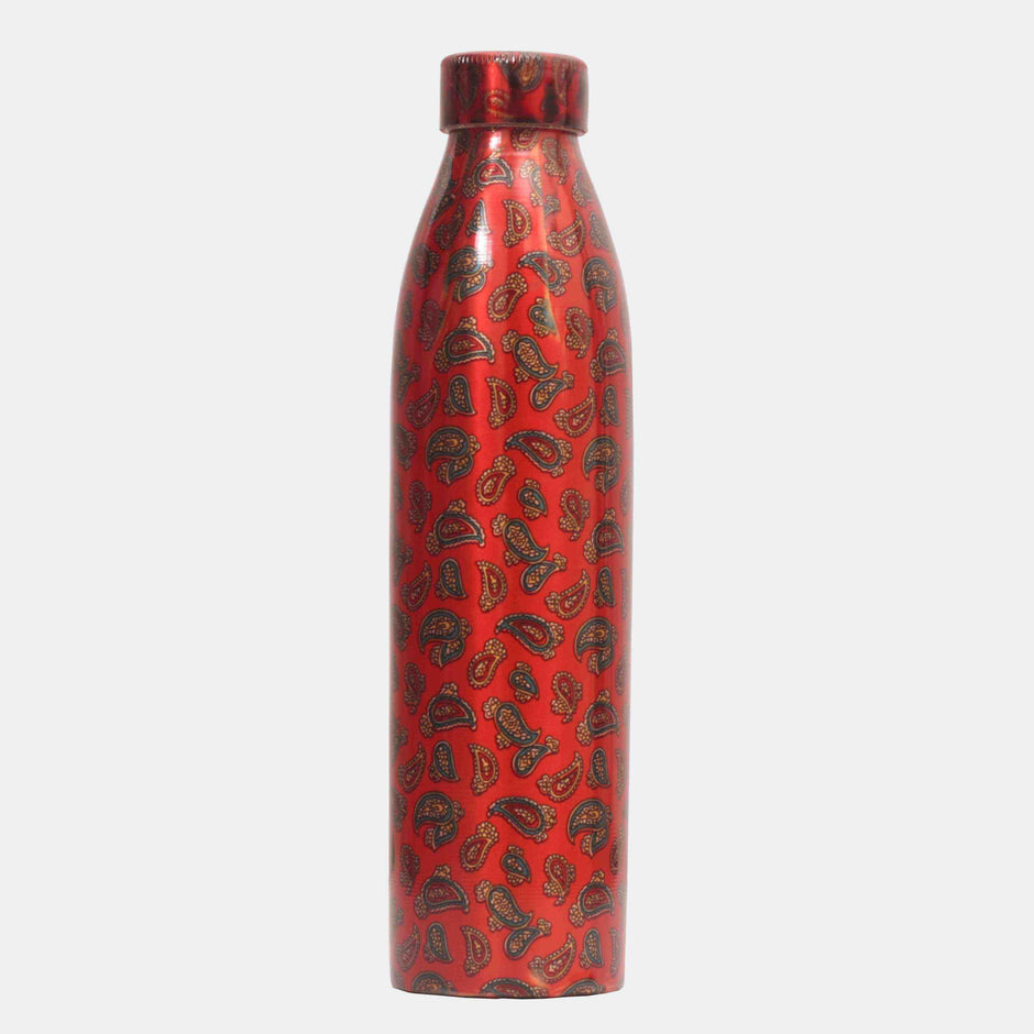 New Narrow Neck Printed Copper Bottle (Red)
