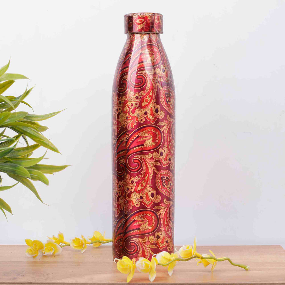 New Narrow Neck Printed Copper Bottle (Tyrian Purple)