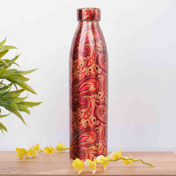 New Narrow Neck Printed Copper Bottle (Tyrian Purple)