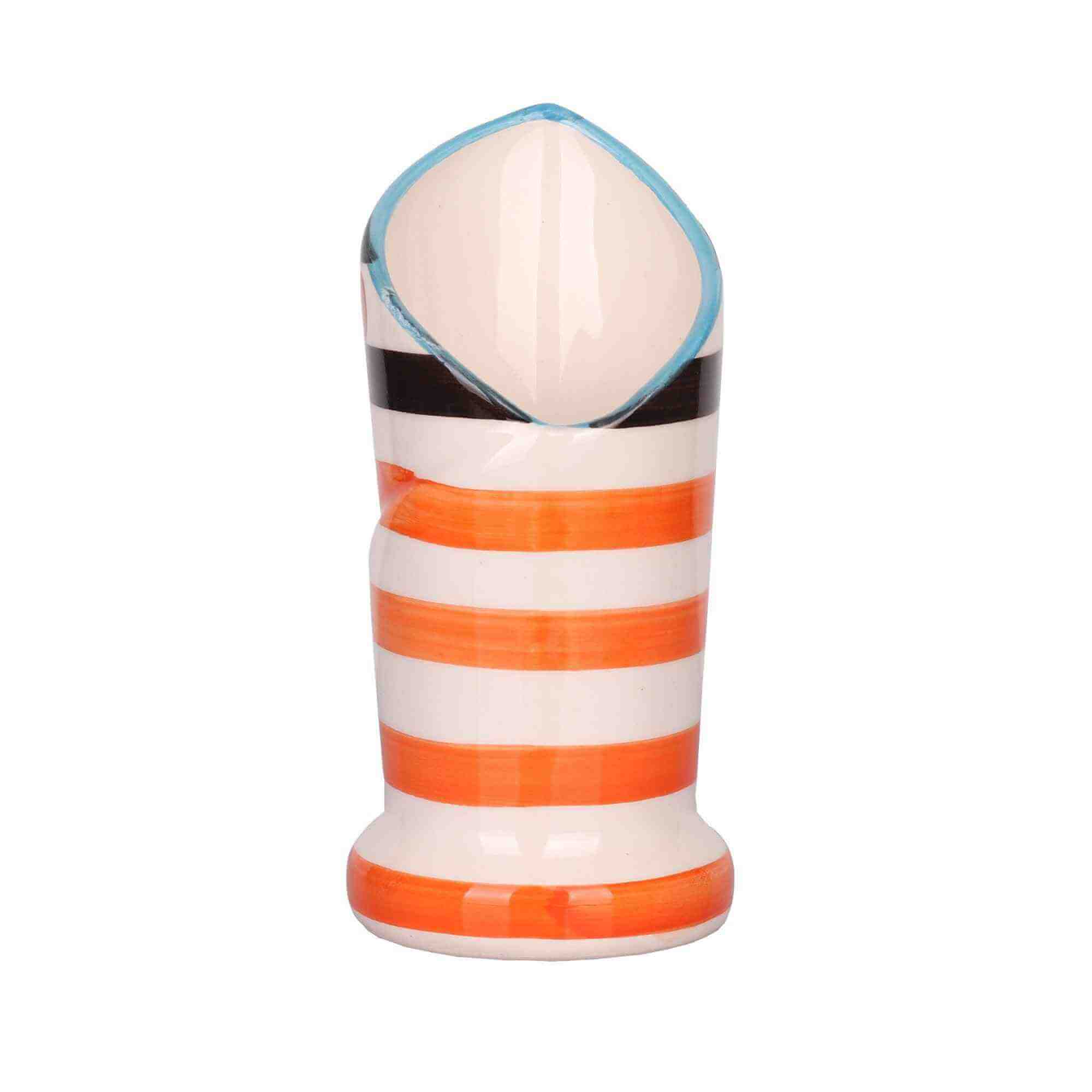 Orange Horizontal Stripes Flower Pot / Napkin Pot